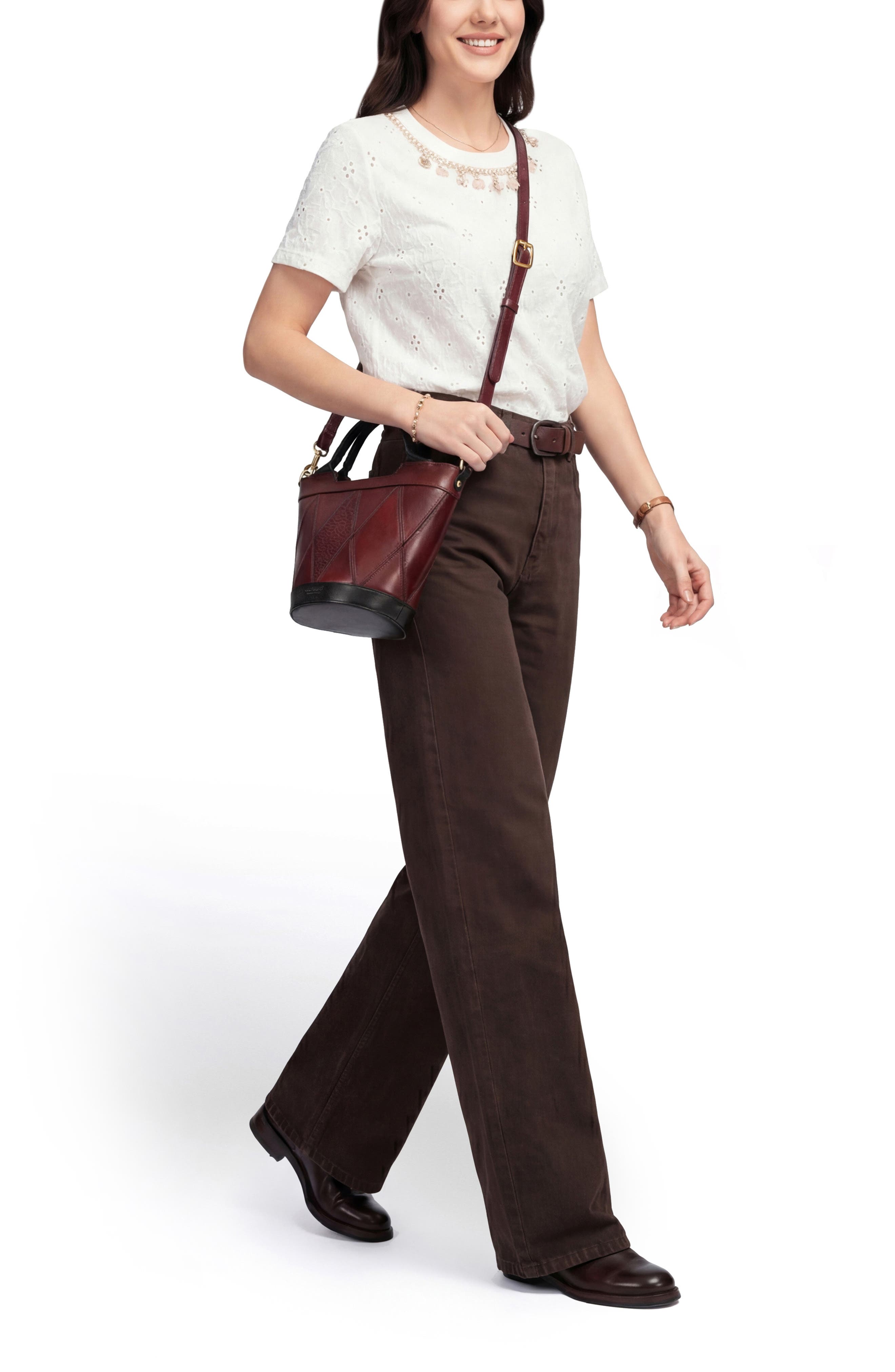 Primrose Leather Mini Tote, Alternate, color, BROWN