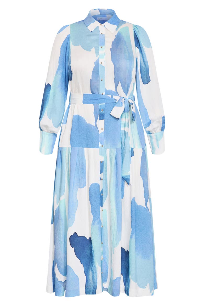 Kinsley Tie Waist Long Sleeve Shirtdress, Alternate, color, TRANQUIL