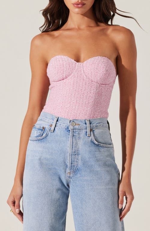 Astr The Label Indie Strapless Tweed Corset Top In Pink