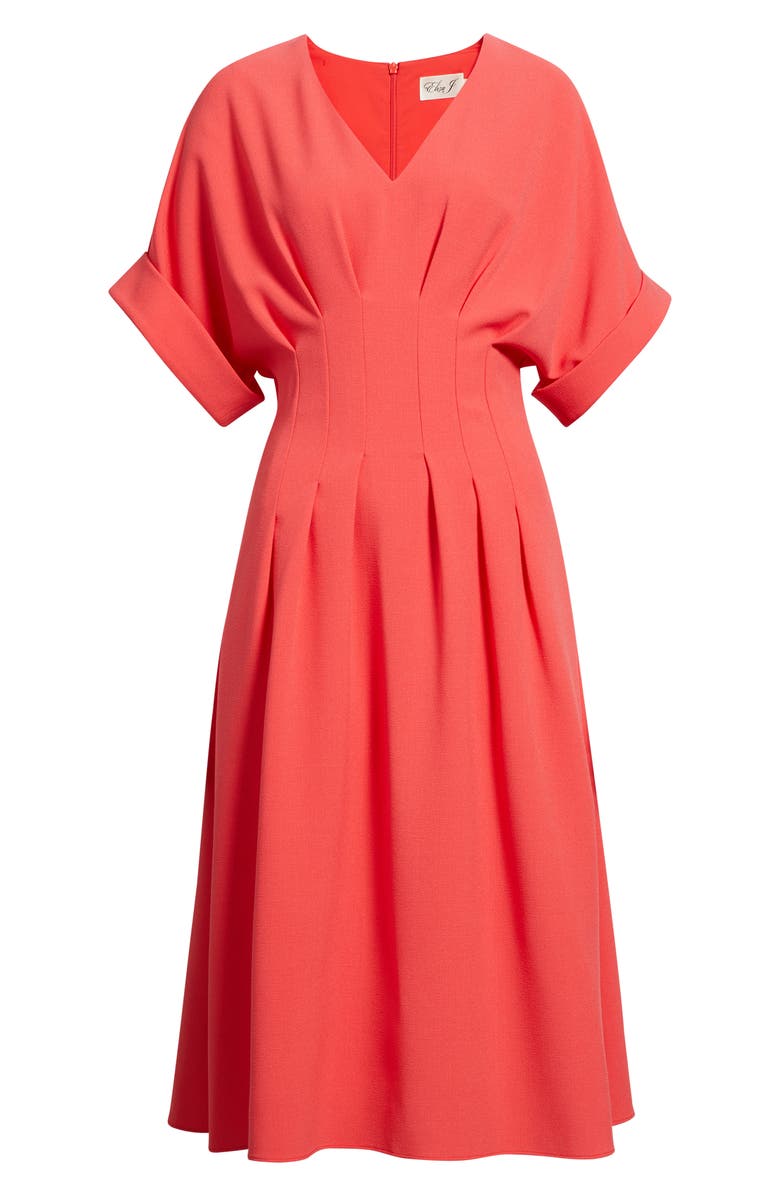 Eliza J Dolman Sleeve Midi Dress, Alternate, color, Coral