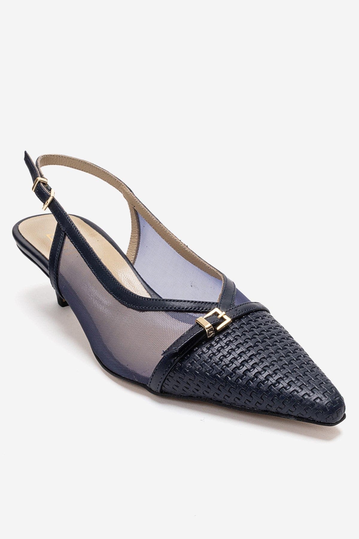 Laviera Mesh Slingback Pump, Alternate, color, Navy