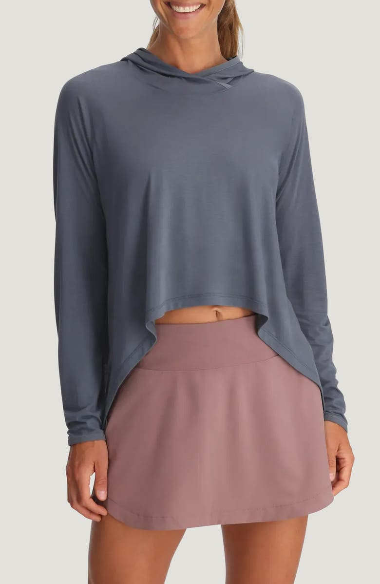 Free Fly Lightweight Crop Hoodie, Main, color, Storm Cloud