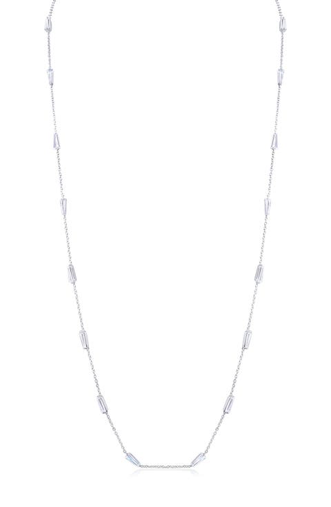 Long Baguette Cubic Zirconia Station Necklace
