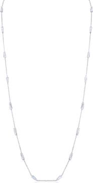 CZ by Kenneth Jay Lane Long Baguette Cubic Zirconia Station Necklace