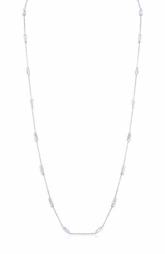 CZ by Kenneth Jay Lane Long Baguette Cubic Zirconia Station Necklace