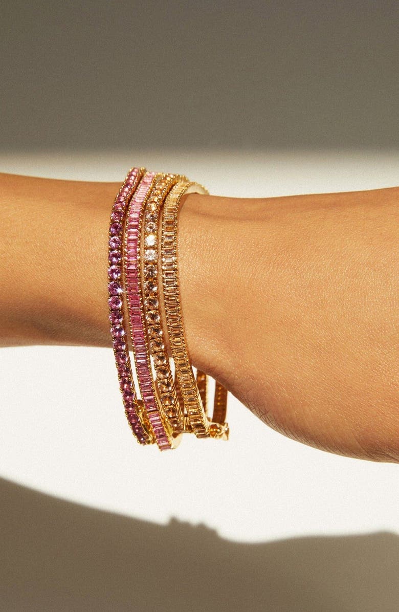 Aurate New York Lab Grown Pink Sapphire Tennis Bracelet, Alternate, color, Pink Sapphire