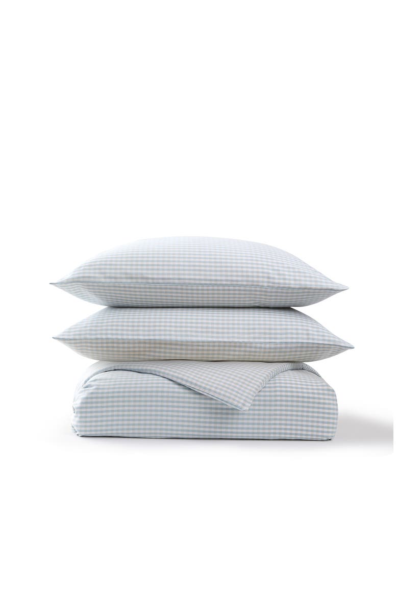 Gingham Yarn Dye Airy Cotton Duvet Cover Sets, Main, color, Blue