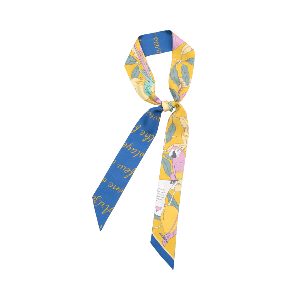Lost Pattern Nyc "el Amor" Silk Twill Skinny Scarf In Multi