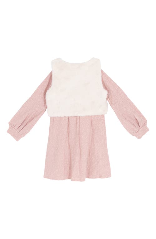 Rare Editions Kids' Textured Dress & Faux Fur Vest Set In Pink