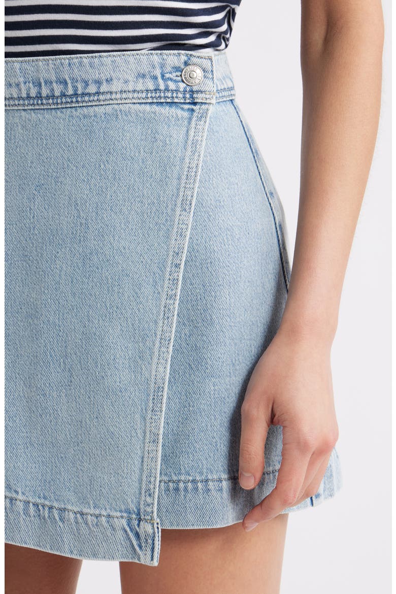 Aven Wrap Denim Miniskirt, Alternate, color, ALIZA
