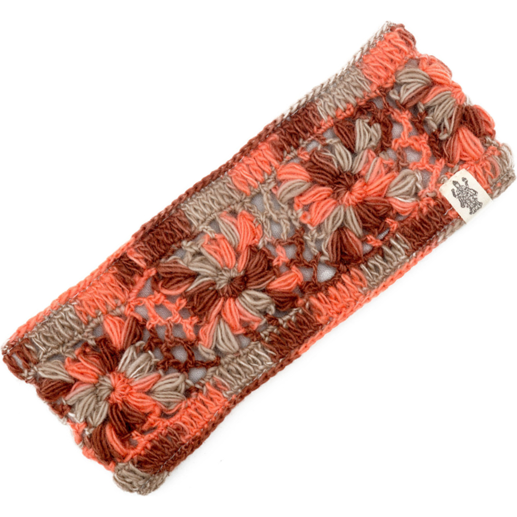 Nirvana Designs Flower Crochet Headband- Multi's In Rust Multi