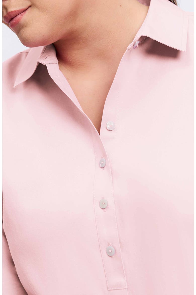 Madison Non-Iron Three-Quarter Sleeve Cotton Button-Up Shirt, Alternate, color, CHAMBRAY PINK