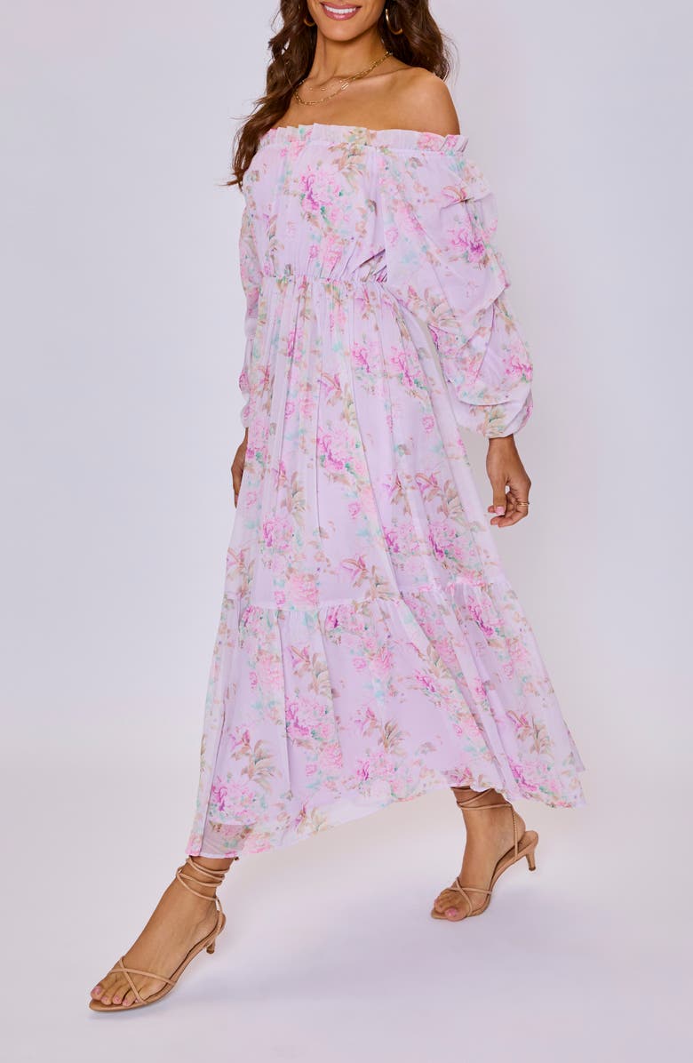 VICI Collection Meadow Floral Off the Shoulder Long Sleeve Maxi Dress, Alternate, color, 