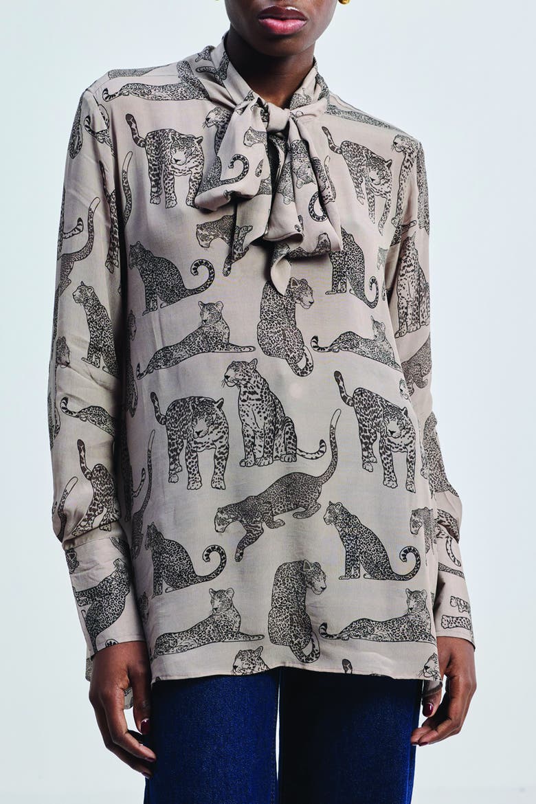 Relaxed-Fit Top with Front Tie, Main, color, Feral Whispers