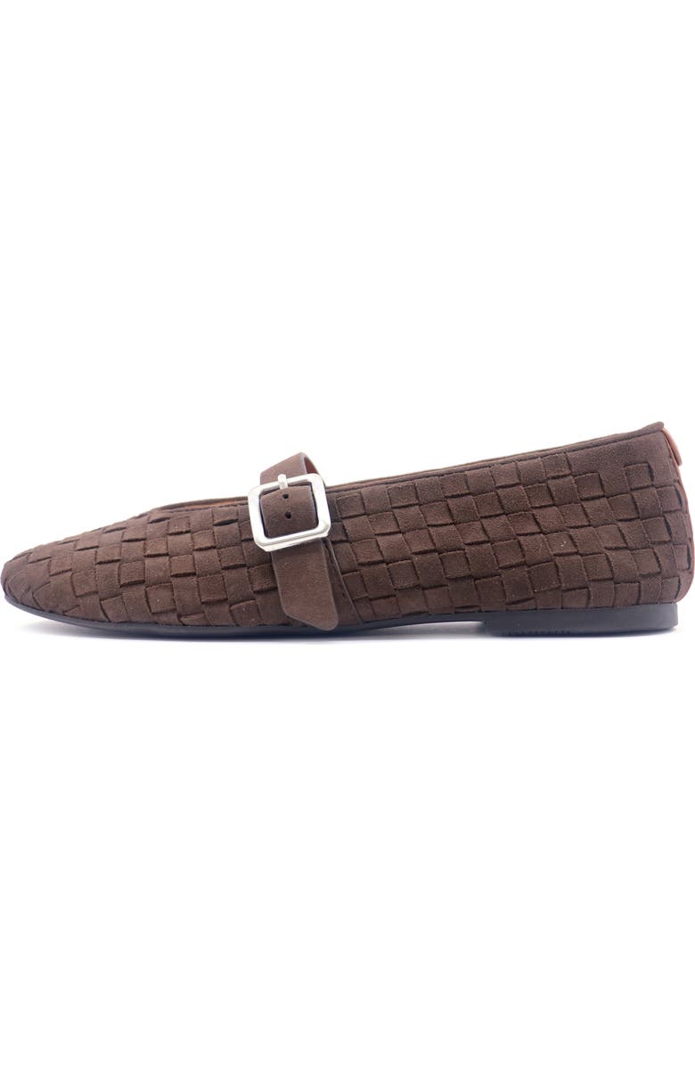 Gentle Souls Winifred Woven Mary Jane Flat, Alternate, color, Dark Chocolate Suede