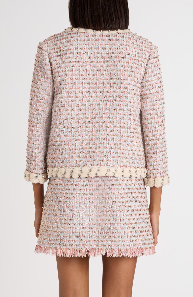 Valentino Garavani Embroidered Ribbon Tweed Jacket, Alternate, color, Pink Multi