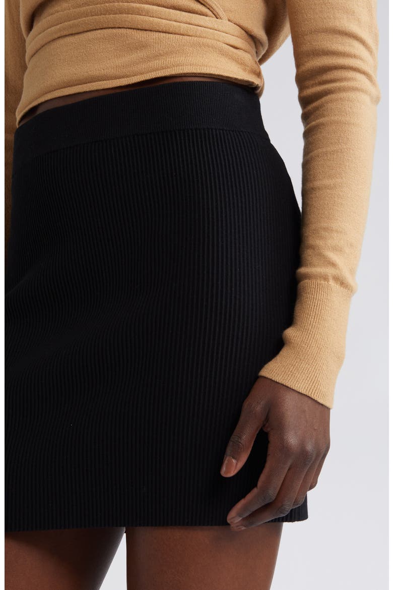 Rib Sweater Skirt, Alternate, color, BLACK