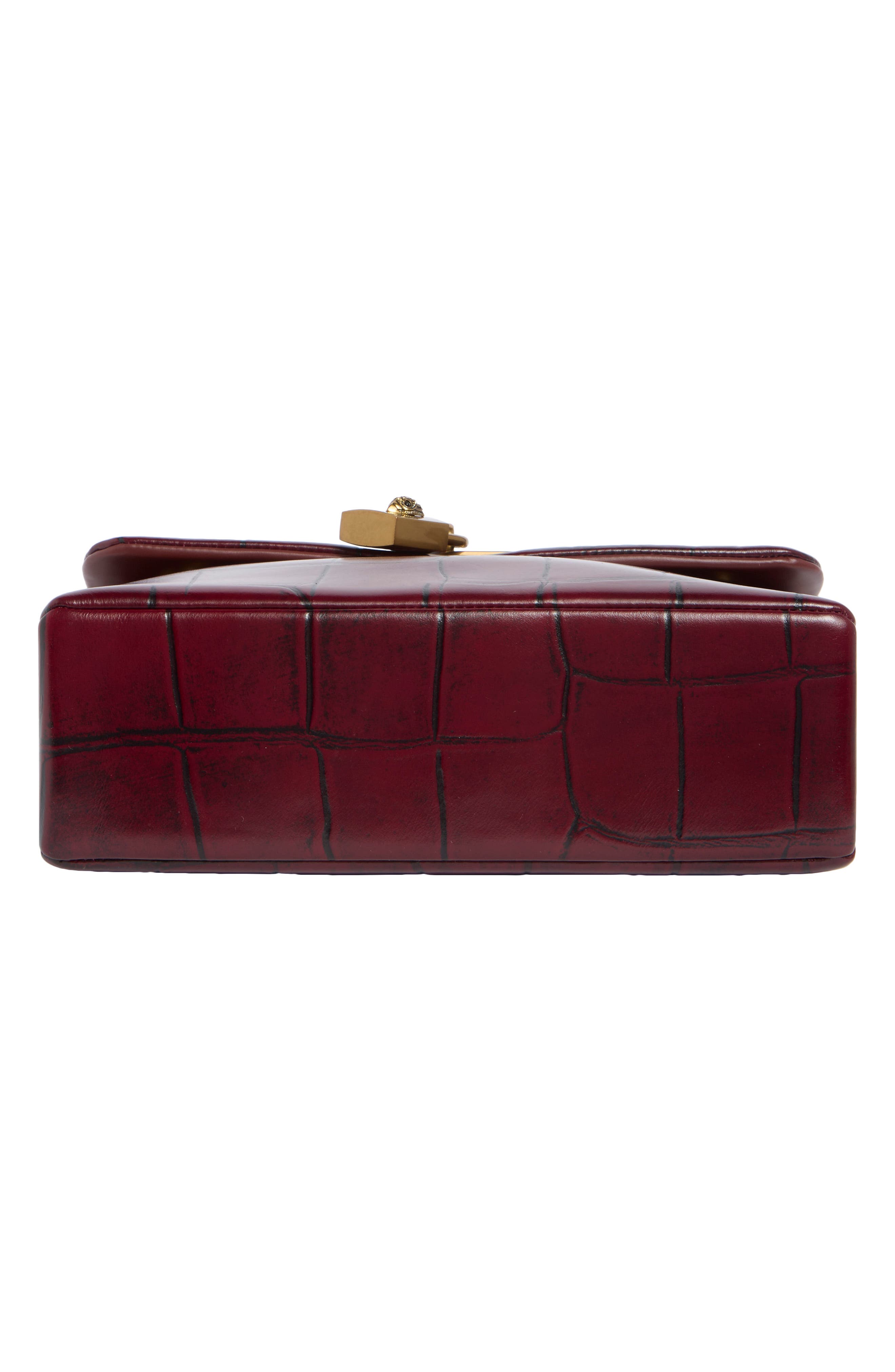 Fulham Croc Embossed Leather Shoulder Bag, Alternate, color, MEDIUM RED