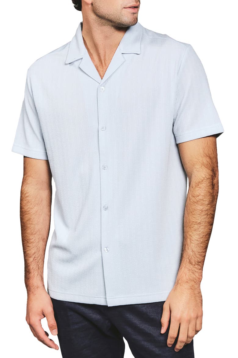 Vaughn Rib Knit Camp Shirt, Main, color, LIGHT BLUE