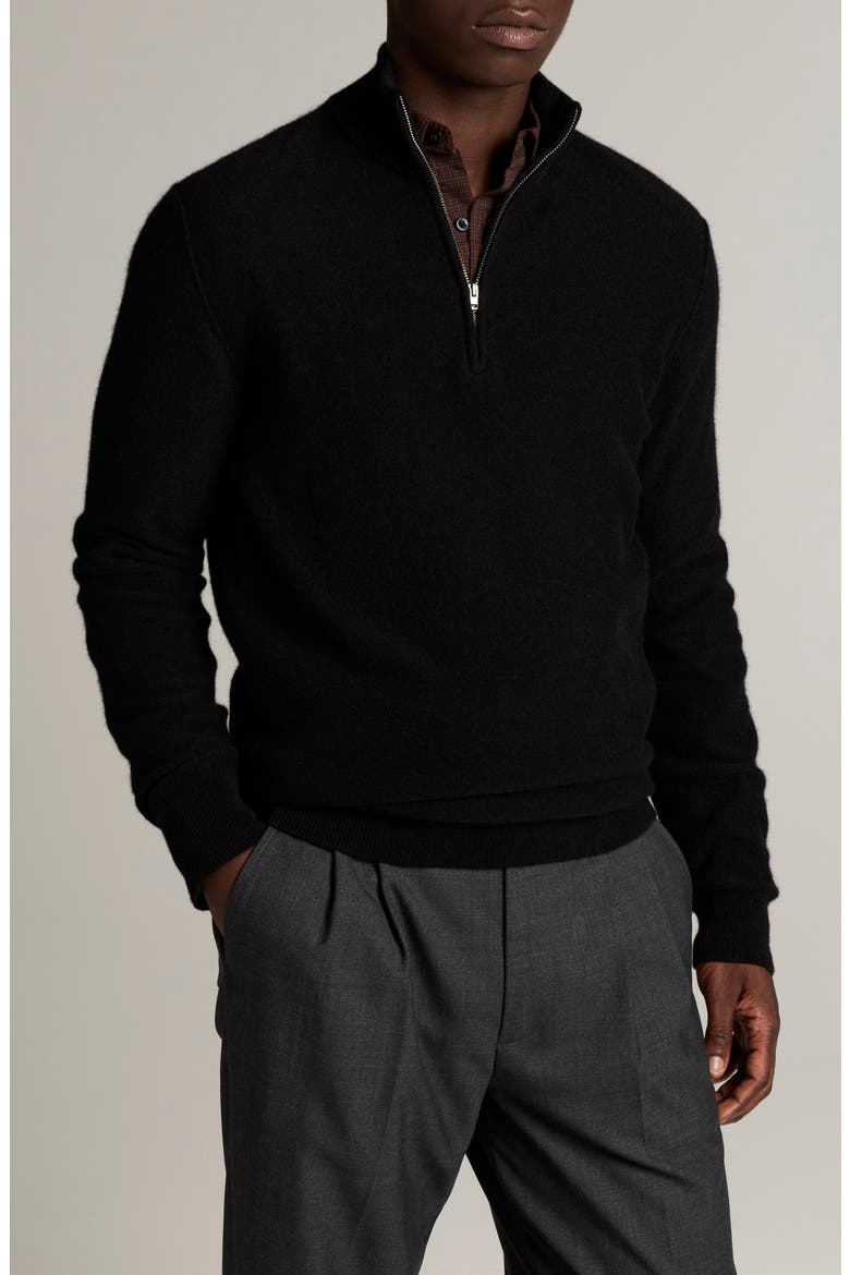 Boiled Cashmere Quarter Zip Sweater, Main, color, BLACK