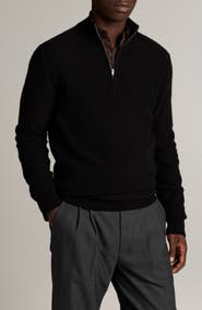 Vince Boiled Cashmere Quarter Zip Sweater