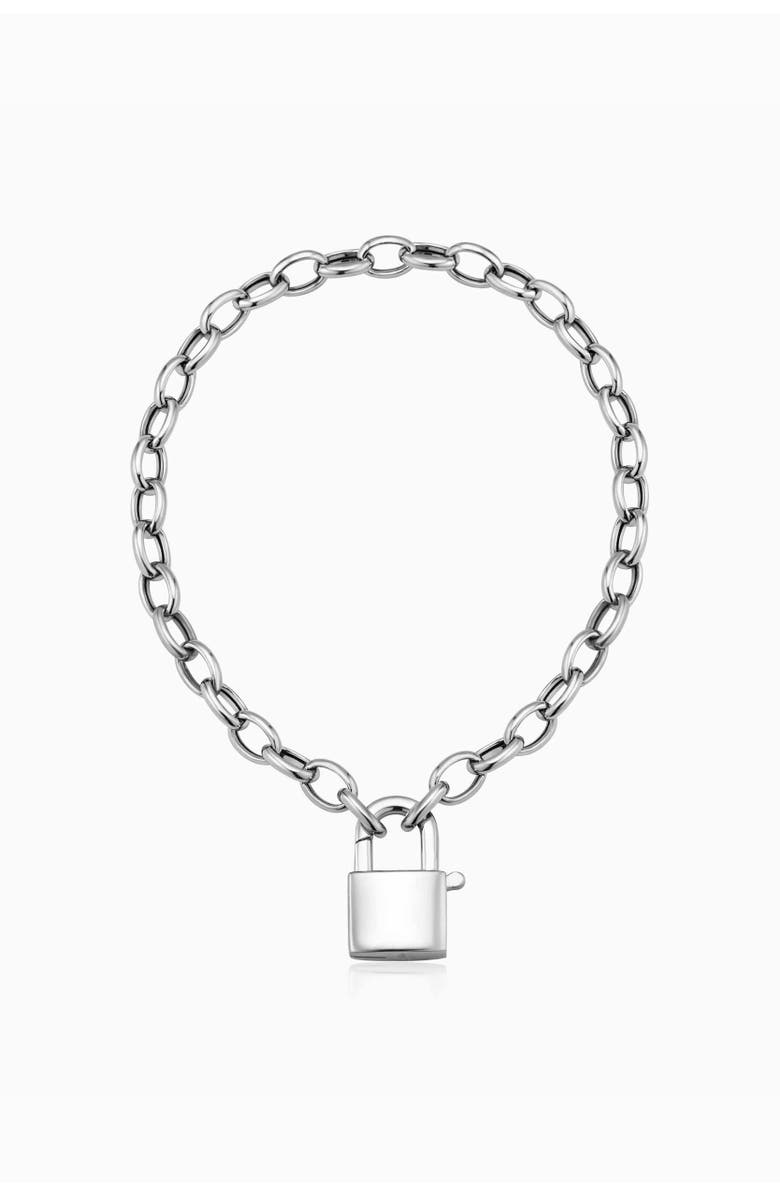 Oradina Sterling Silver Lock it Up Connector Clasp Bracelet, Main, color, Silver