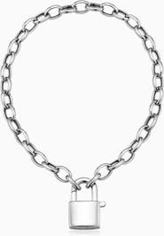 Oradina Sterling Silver Lock it Up Connector Clasp Bracelet