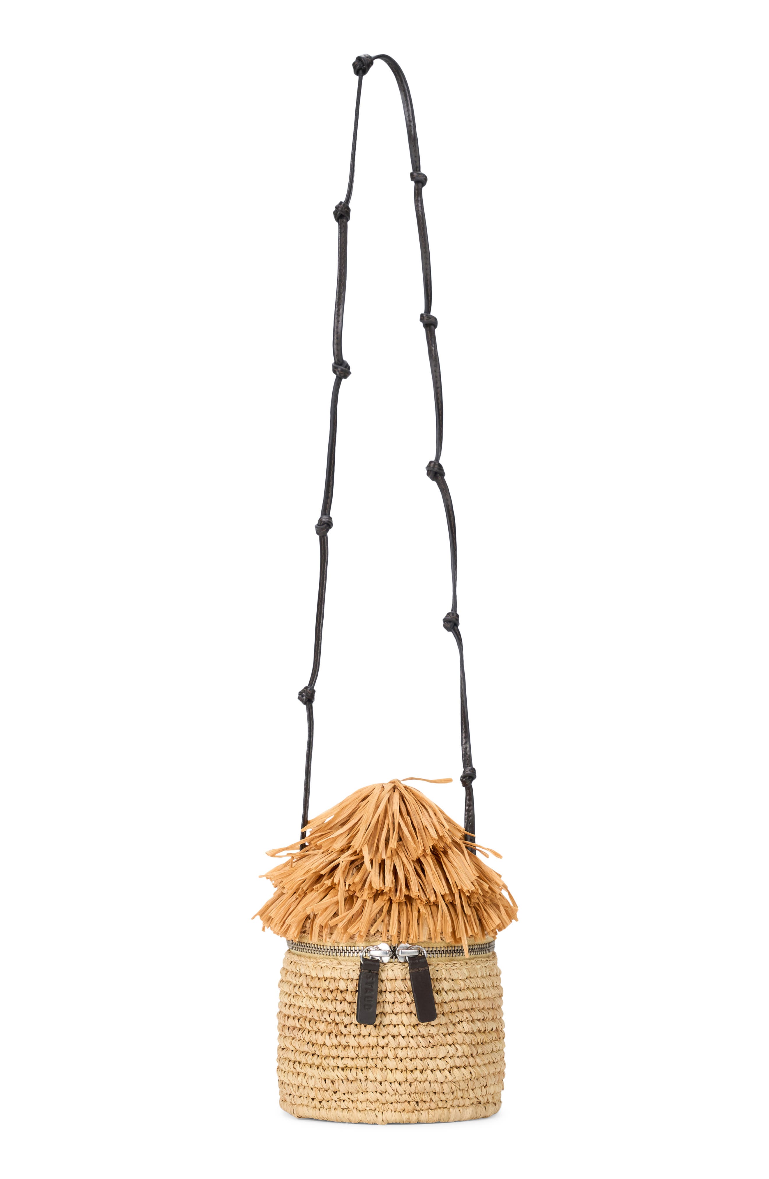 STAUD Tiki Raffia Shoulder Bag, Main, color, Natural