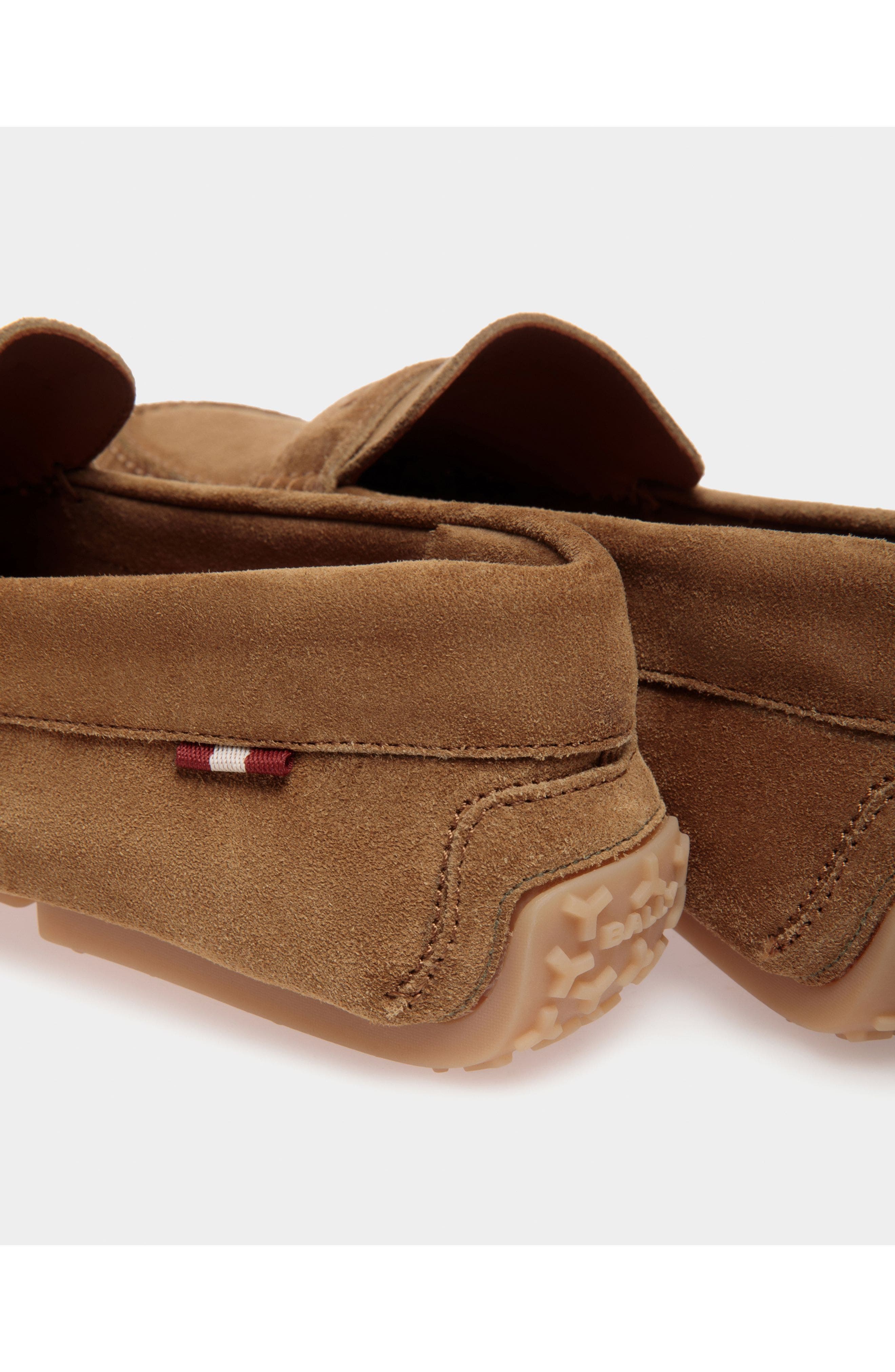 Bally Pilot Driver in Suede, Alternate, color, Brown