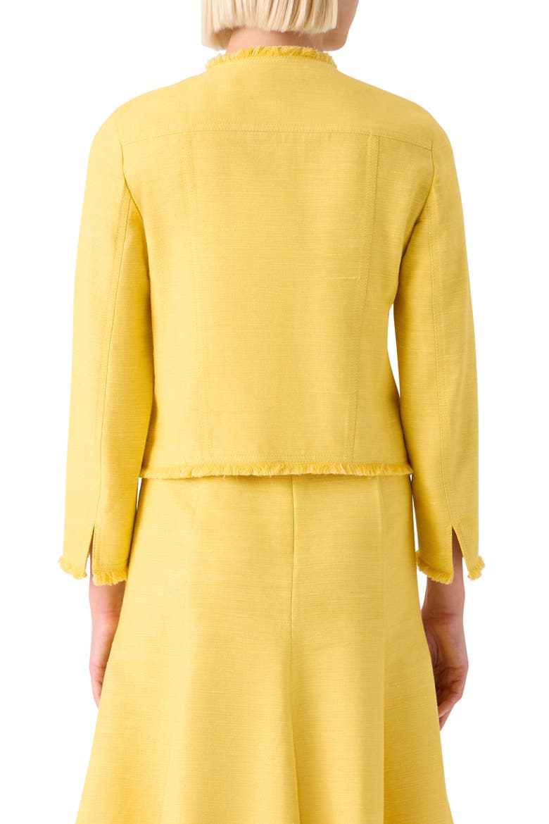 Crop Silk & Cotton Shantung Jacket, Alternate, color, LEMON ZING