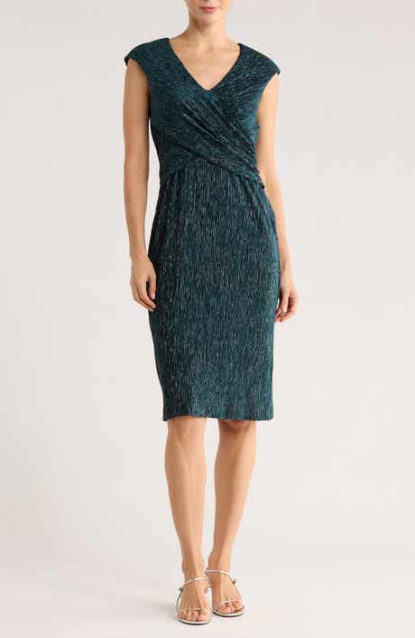Connected Apparel Surplice V-Neck Cocktail Dress
