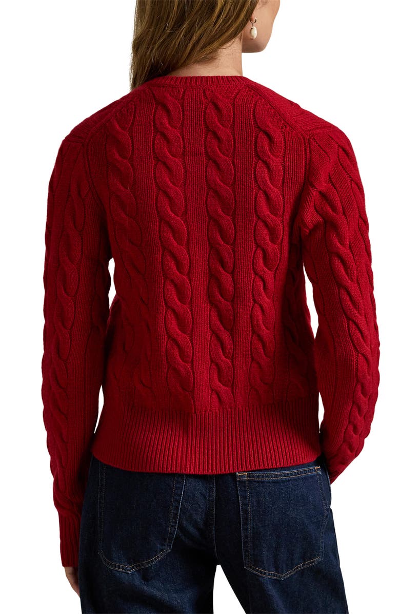 Polo Ralph Lauren Cable Knit Wool & Cashmere Cardigan, Alternate, color, Fireside Red