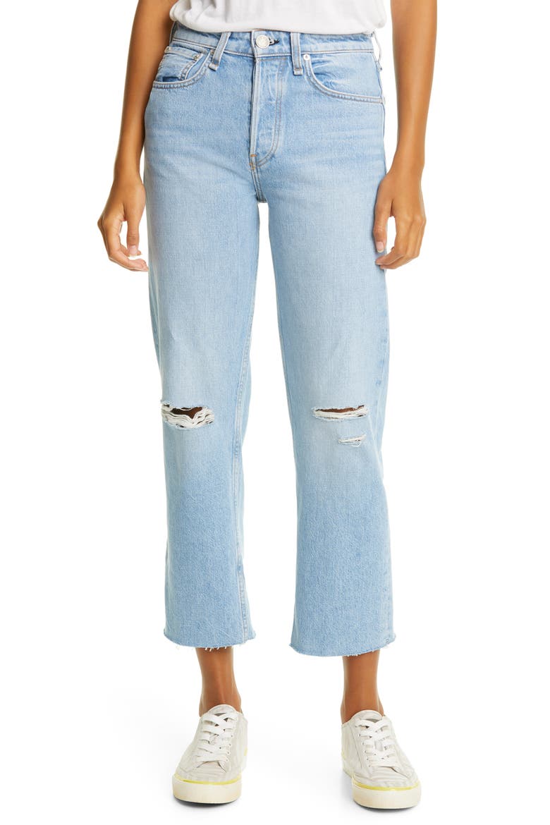 Maya Ripped High Waist Ankle Straight Leg Jeans, Main, color, HARDWICK