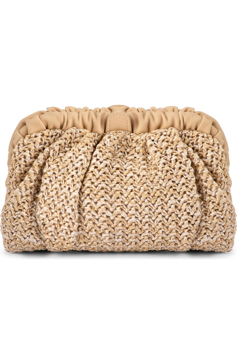 Olga Berg Amalia Petite Gathered Clutch, Main, color, Natural