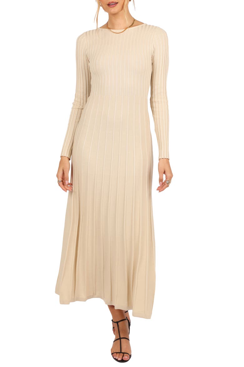 Alison Long Sleeve Rib Maxi Dress, Main, color, CREAM