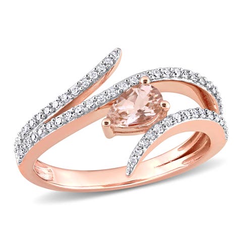 Morganite & Diamond Open Wrap Ring 10k