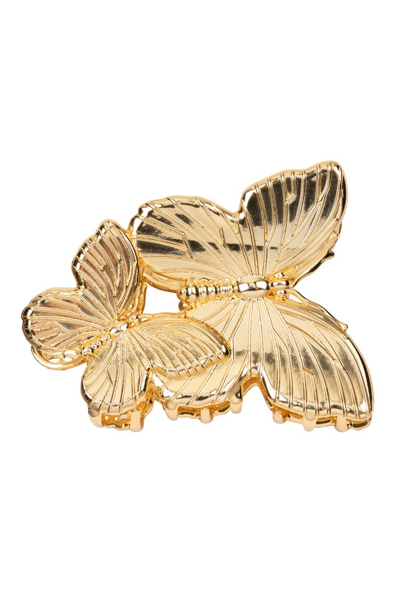Papillon Gold Claw Clip, Main, color, GOLD