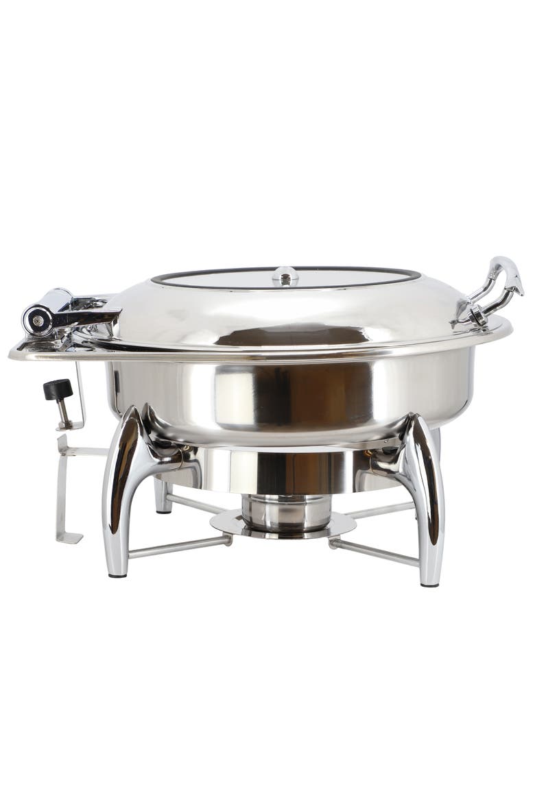 6.3 Quart Stainless Steel Round Professional Chafing Dish/Food Warmer/Buffet Server Serving Dish, Alternate, color, Silver