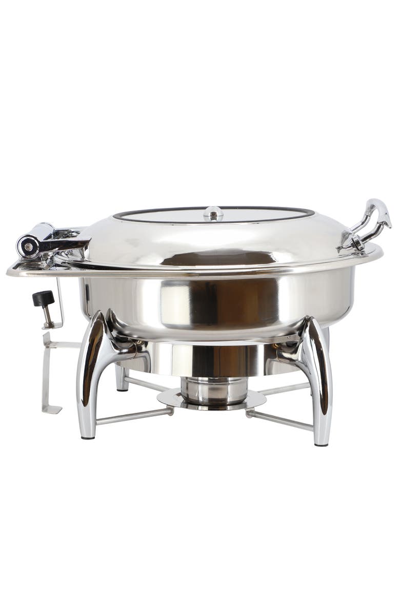 Megachef 6.3 Quart Stainless Steel Round Professional Chafing Dish/Food Warmer/Buffet Server Serving Dish, Alternate, color, Silver