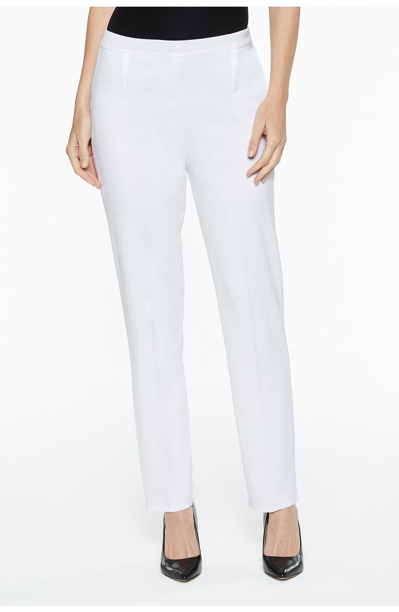 Ming Wang Knit Lined Straight-Leg Pants, Main, color, White