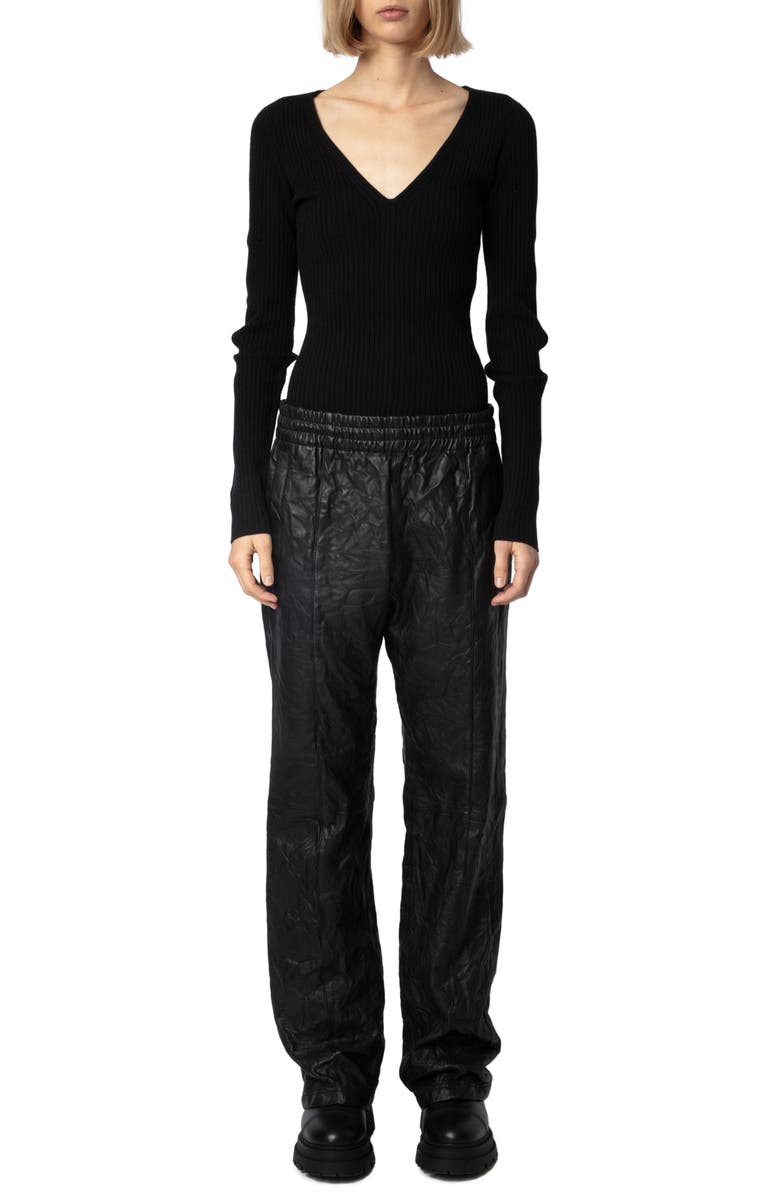 Zadig & Voltaire Syla Cutout Merino Wool Blend Rib Sweater, Alternate, color, 