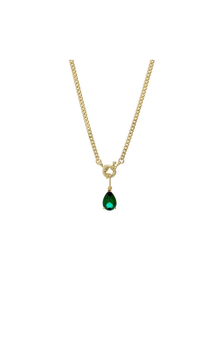 BY ADINA EDEN Colored CZ Pear Charm Cuban Toggle Necklace, Main, color, 