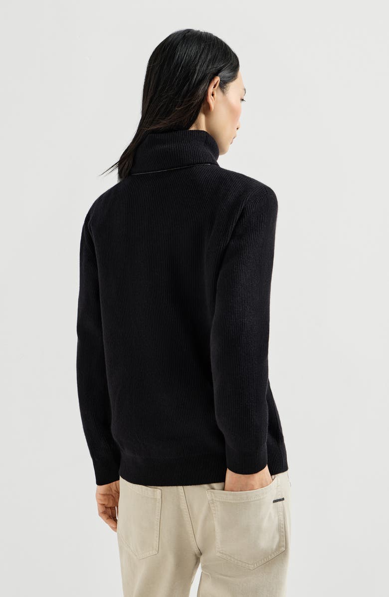 Brunello Cucinelli Cashmere English rib sweater, Alternate, color, Black