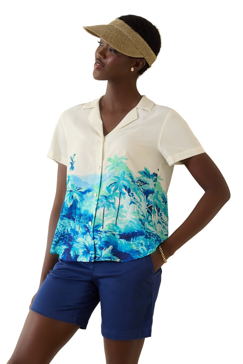 Oceanside Views Silk Camp Shirt, Alternate, color, COCONUT