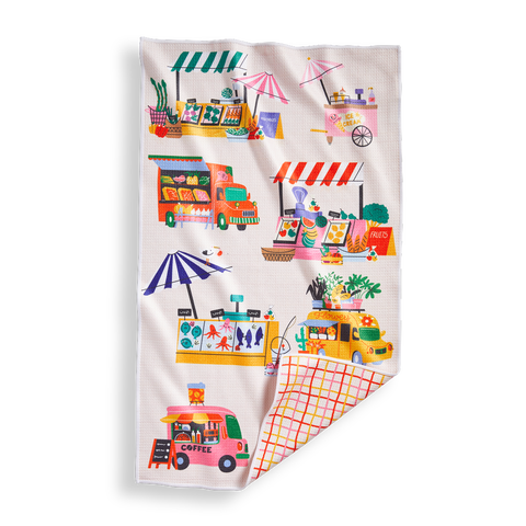 Super Absorbent Kitchen Towel Farmers Market Multi Dishtowels 80% Recycled Polyester 18x30 in