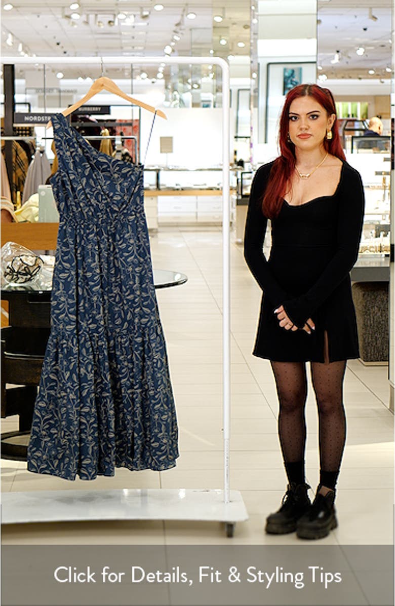 Floral Print One-Shoulder Cotton Maxi Dress, sales video thumbnail