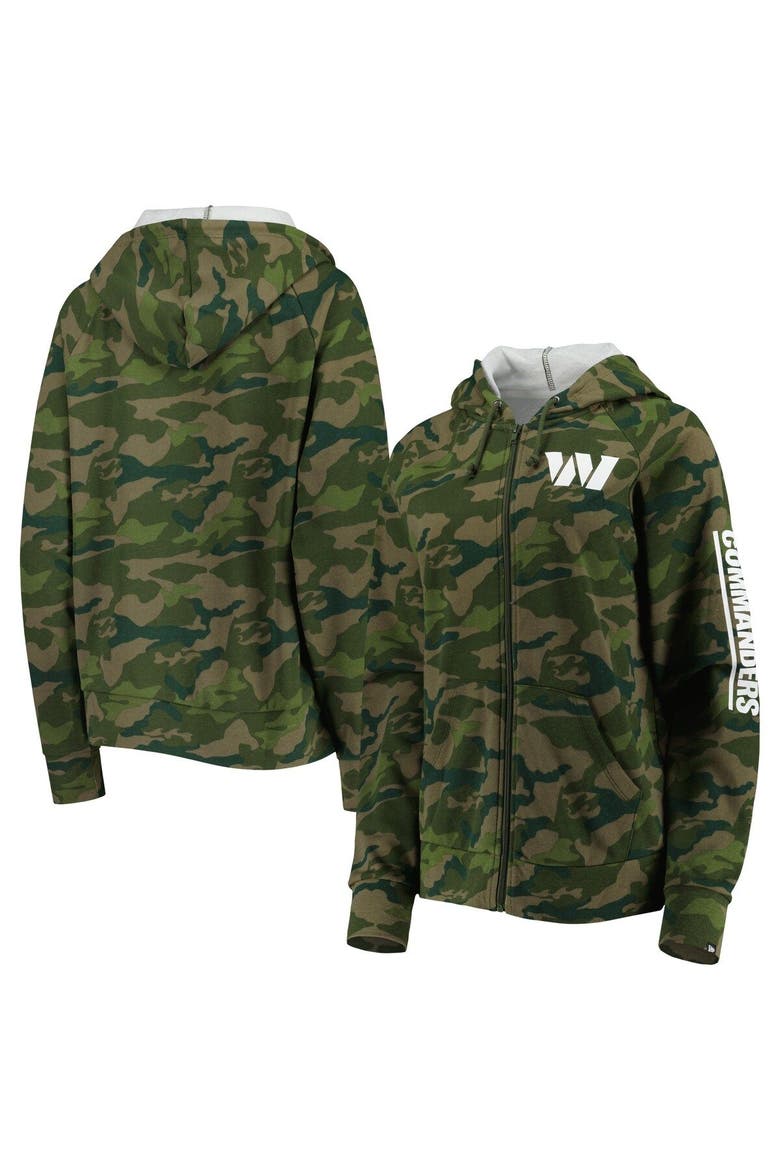 Women's New Era Camo Washington Commanders Raglan Full-Zip Hoodie, Main, color, Camo