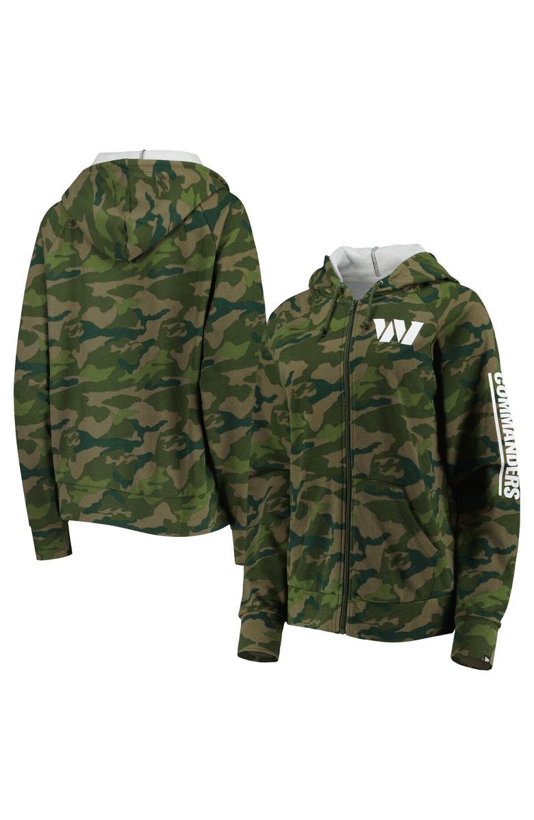 New Era Women's New Era Camo Washington Commanders Raglan Full-Zip Hoodie, Main, color, Camo