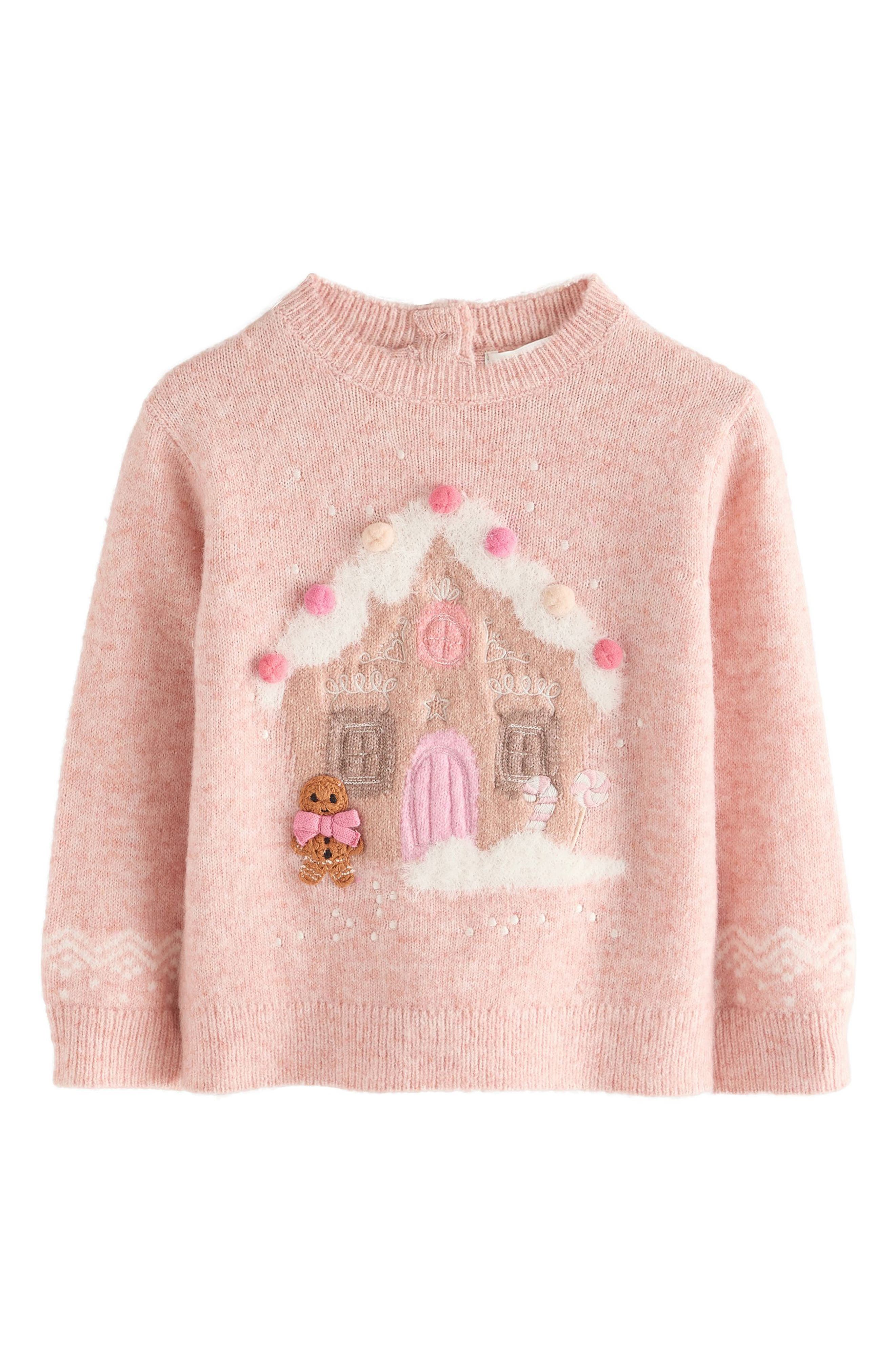 Next Kids' Gingerbread House Sweater In Pink