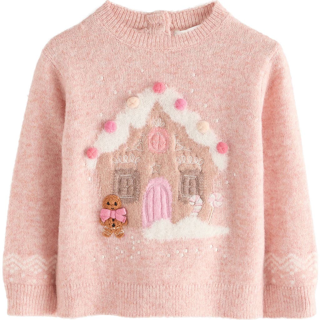 Next Kids' Gingerbread House Sweater In Pink